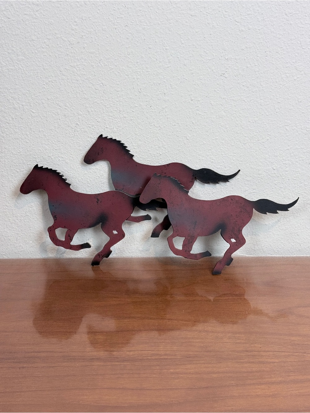 Vintage Running Horses 3-D Metal Wall Art 16 inch